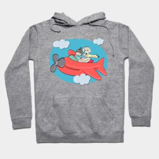 Cute Flying Adventure for a Girl and her Dog in an Airplane Hoodie